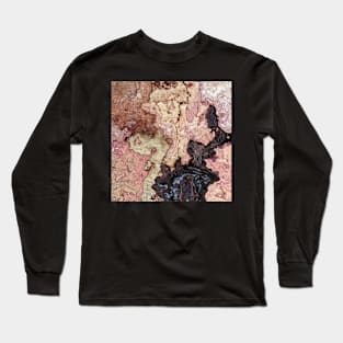 beige pink puce brown graphite marble Long Sleeve T-Shirt